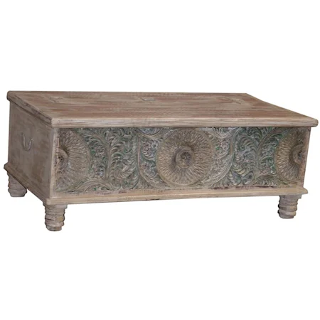 Carved Reclaimed Storage Sofa Table